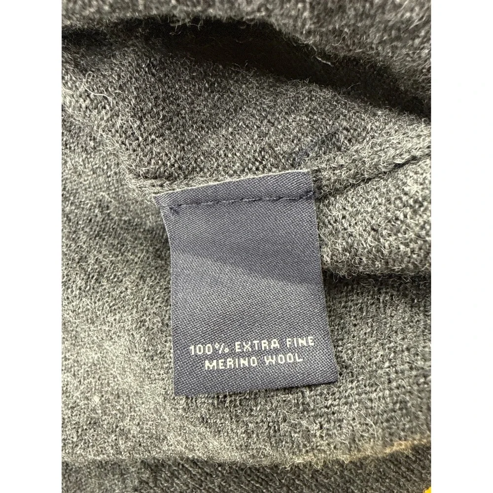 Hart Schaffner Marx Mens Gray 100% Extra Fine Merino Wool V-Neck Sweater Vest L